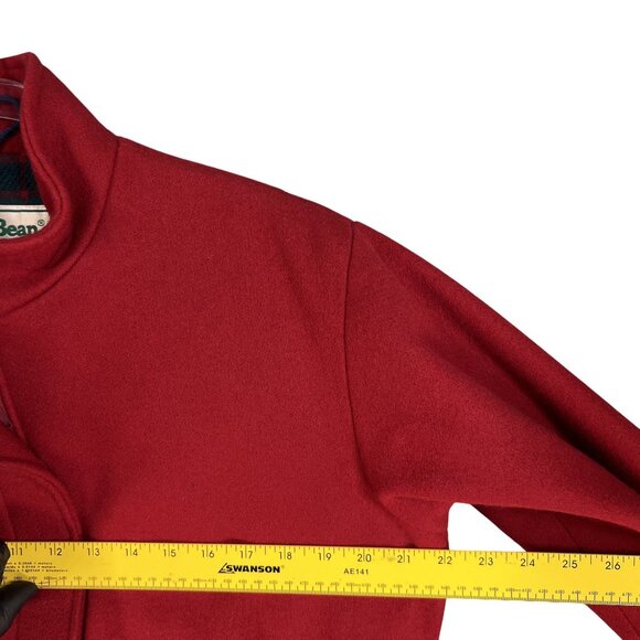 L.L. Bean Red Heavy Wool Mens M Womens L Bomber Jacket Plaid Lining USA Made - Picture 10 of 13